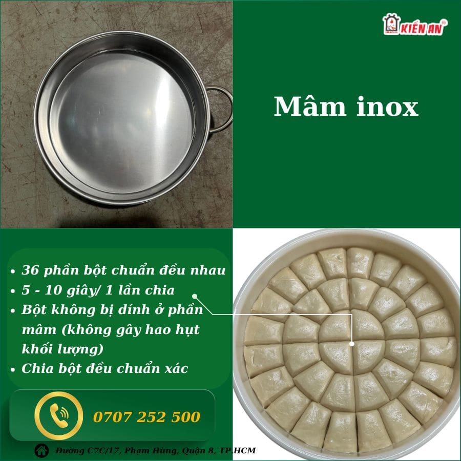 Khay chia bột và bột được chia thành 36 phần bằng nhau
